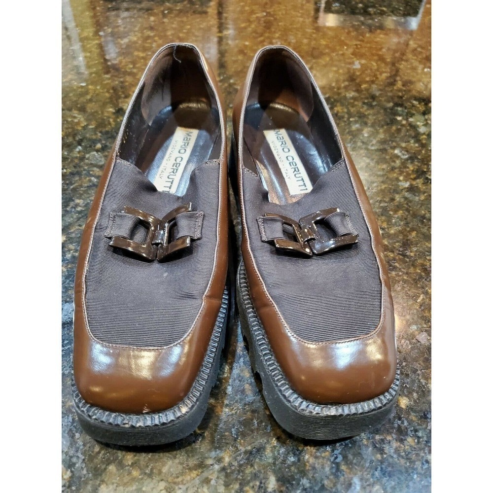 Mario Cerutti Brown Leather Loafers Shoes 36